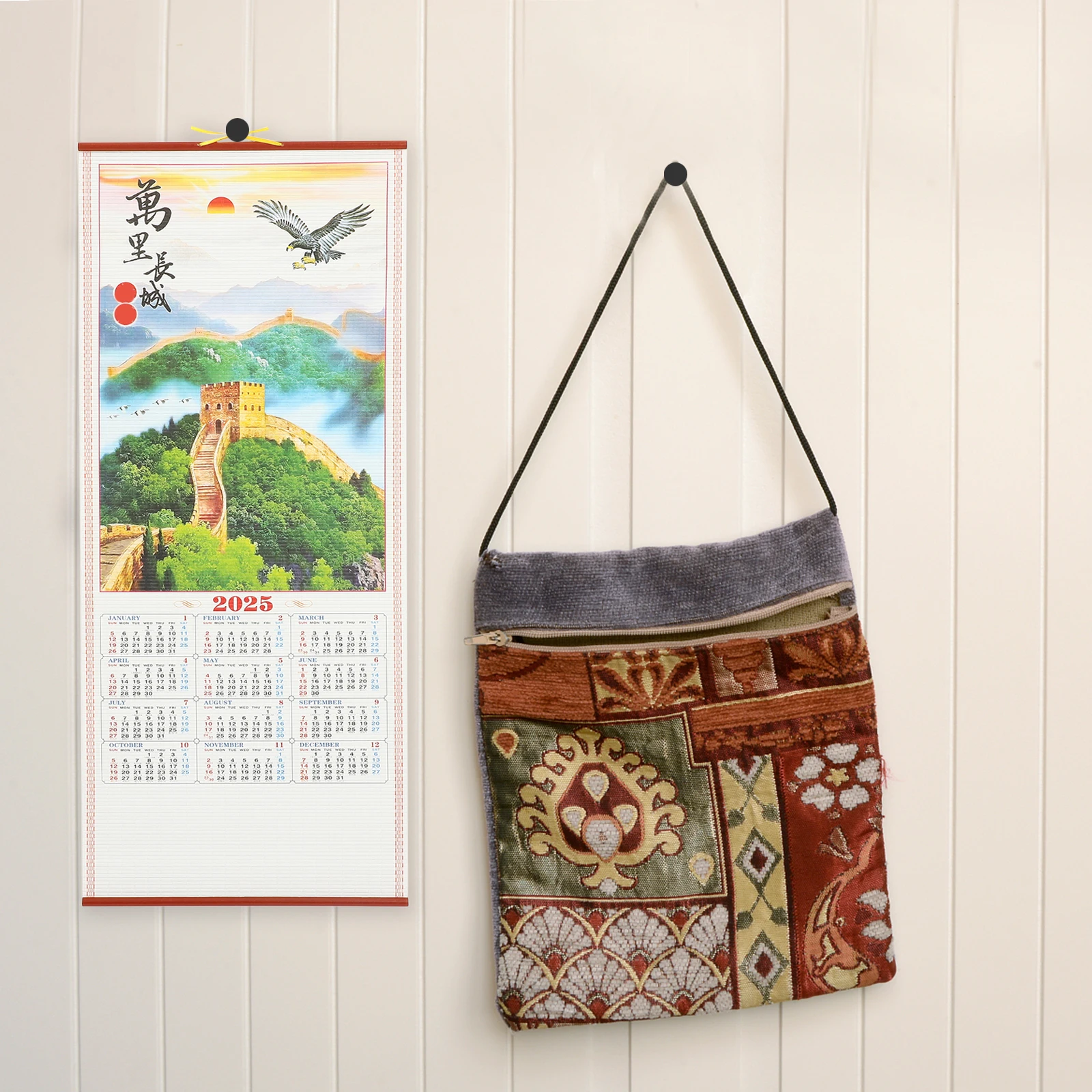 

1pc 2025 Snake Year Hanging Scroll Wall Home Decor Lightweight Small Chinese New Year Calendar Elegant Planning Daily Monthly