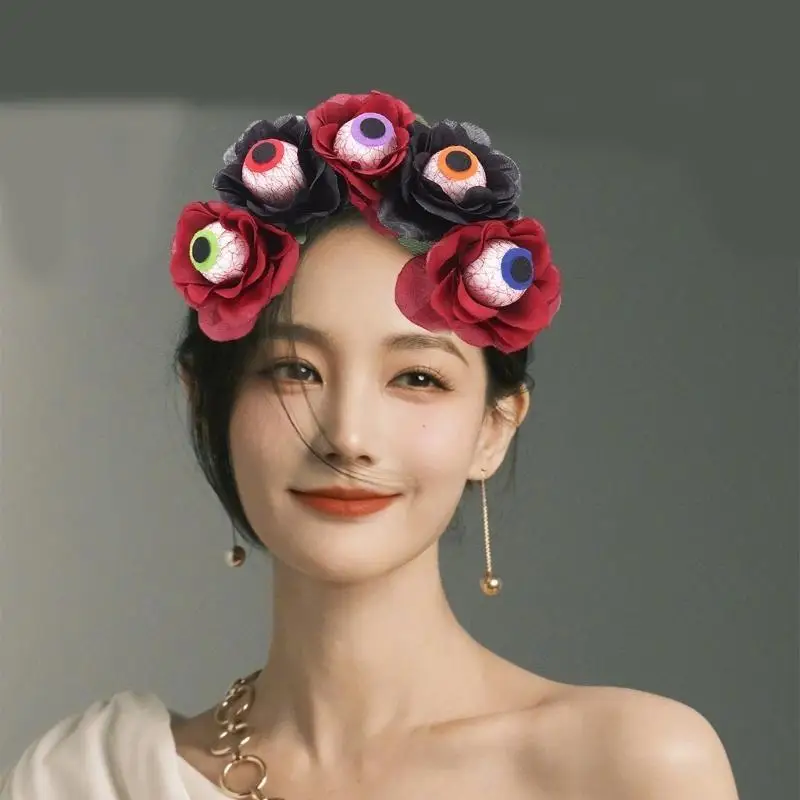652F Bloody Halloween Skull Headband Funny Cosplay Party Headwear Hair Hoop Funny Skeleton Headband Halloween