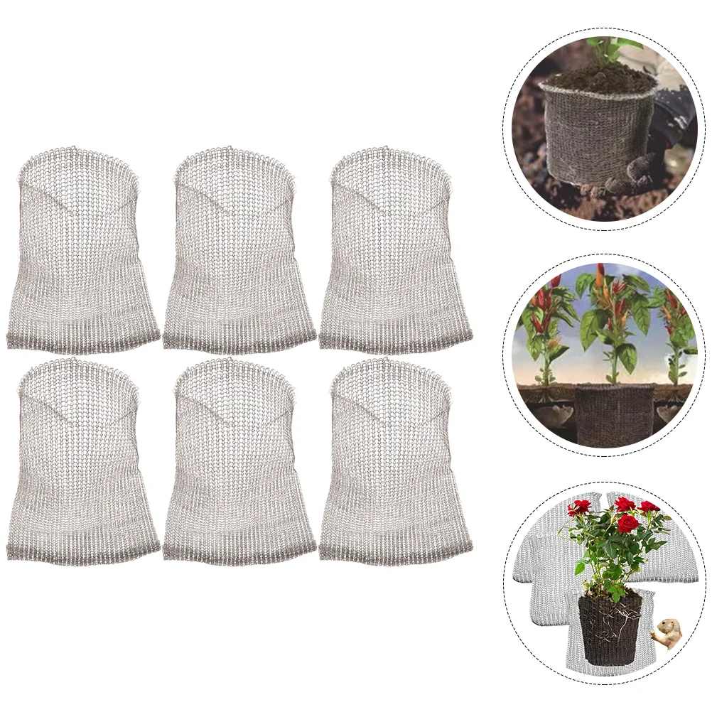 6 Pcs Anti Gopher Baskets Plant Root Protection Hamper Gardening Net Bag Wire Stainless Steel