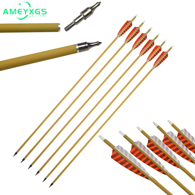 

6/12pcs 31.5inch Pure Carbon Arrow 4inch Turkey Feather Spine 500 ID 6.2mm OD 7.6mm for Archery Bow Hunting Shooting Accessory