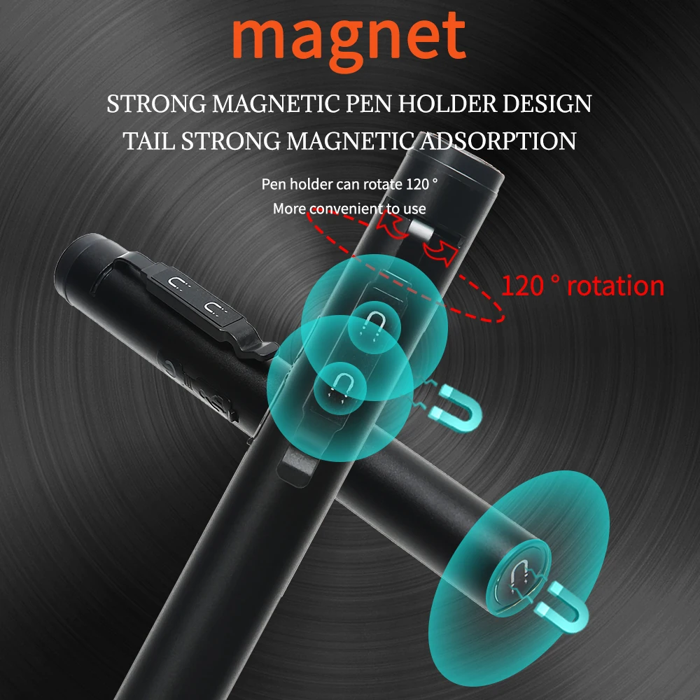 Portable Pen Light COB+XPE Dual Light Source Tail Magnet Torch With Pocket Clip 8 Lighting Modes Outdoor Waterproof Flashlight