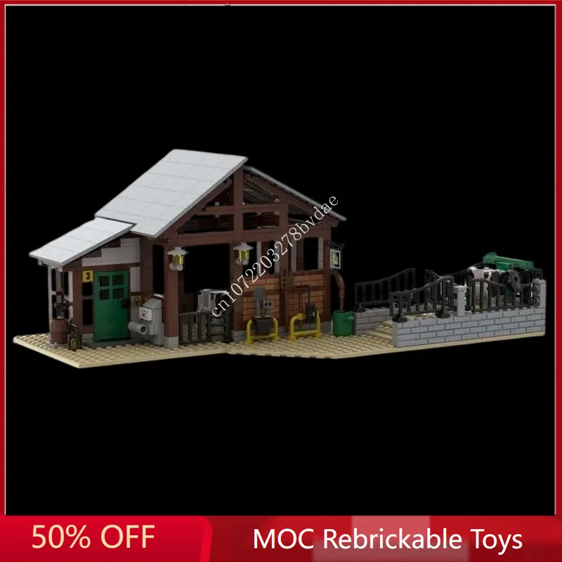 538PCS Cowshed Barn With Loading Ramp MOC Creative Model Building Blocks Architecture DIY Education Assembly Model Toys Gifts