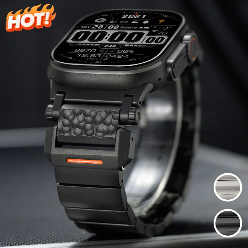 

Титановый ремешок для Apple Watch Ultra3 2 49 мм 44 мм 45 мм 46 мм Роскошный мужской браслет для IWatch Series 11 10 9 8 7 6 SE Титановый ремешок