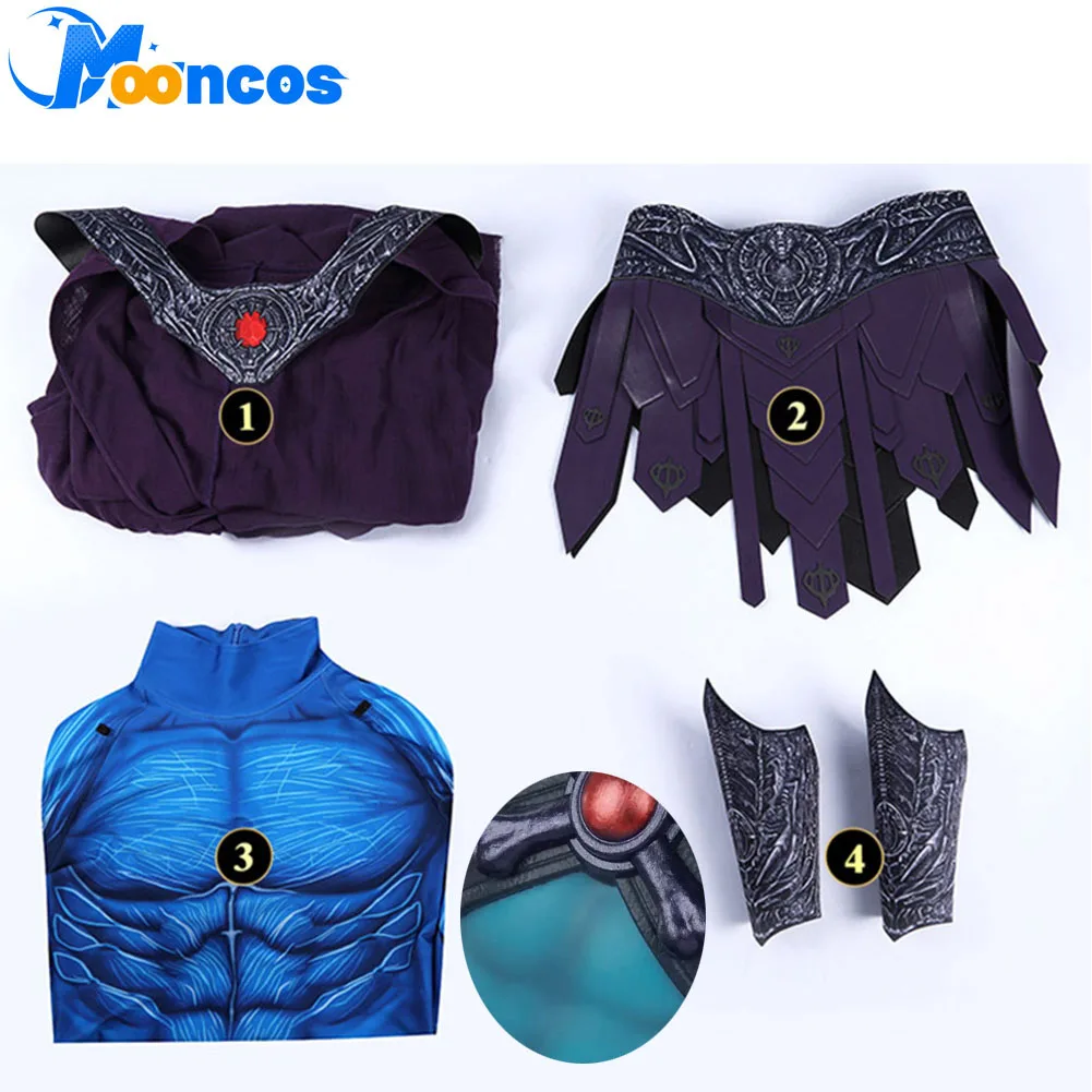 Disfraz de Cosplay de Skeletor para Hombre, Traje de Película, Ropa de Disfraz de Rey Esqueleto, Mono con Capa, Conjunto para Halloween, Carnaval y Fiestas