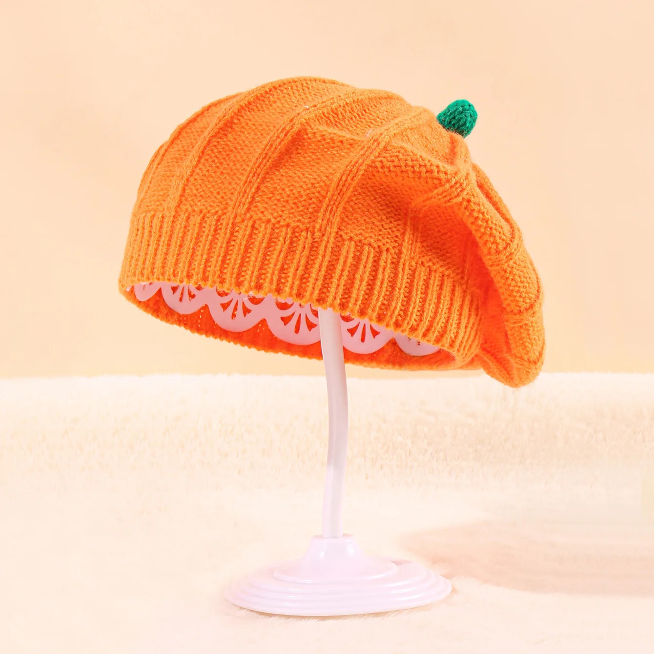 Halloween decoration pumpkin knitted hat cute adult children soft beret beanie hat Halloween party dress up parent-child hat