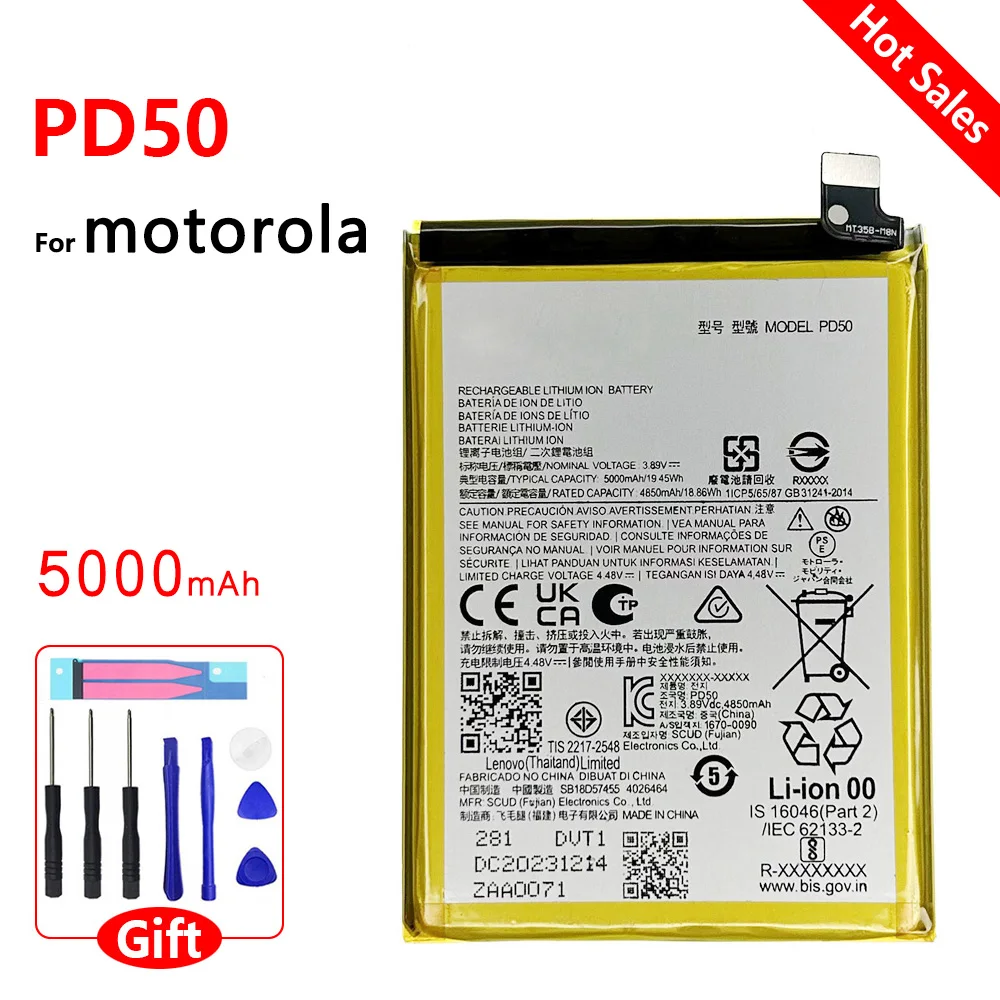 Original New Replacement Battery 5000mAh PD50 Battery For Motorola PD 50 Mobile Phone Batteries Batteria +Free Tools battery adapter for 18v li ion batteries for bl1830 bl1840 bl1850 easy lock on design compact size power tool accessory