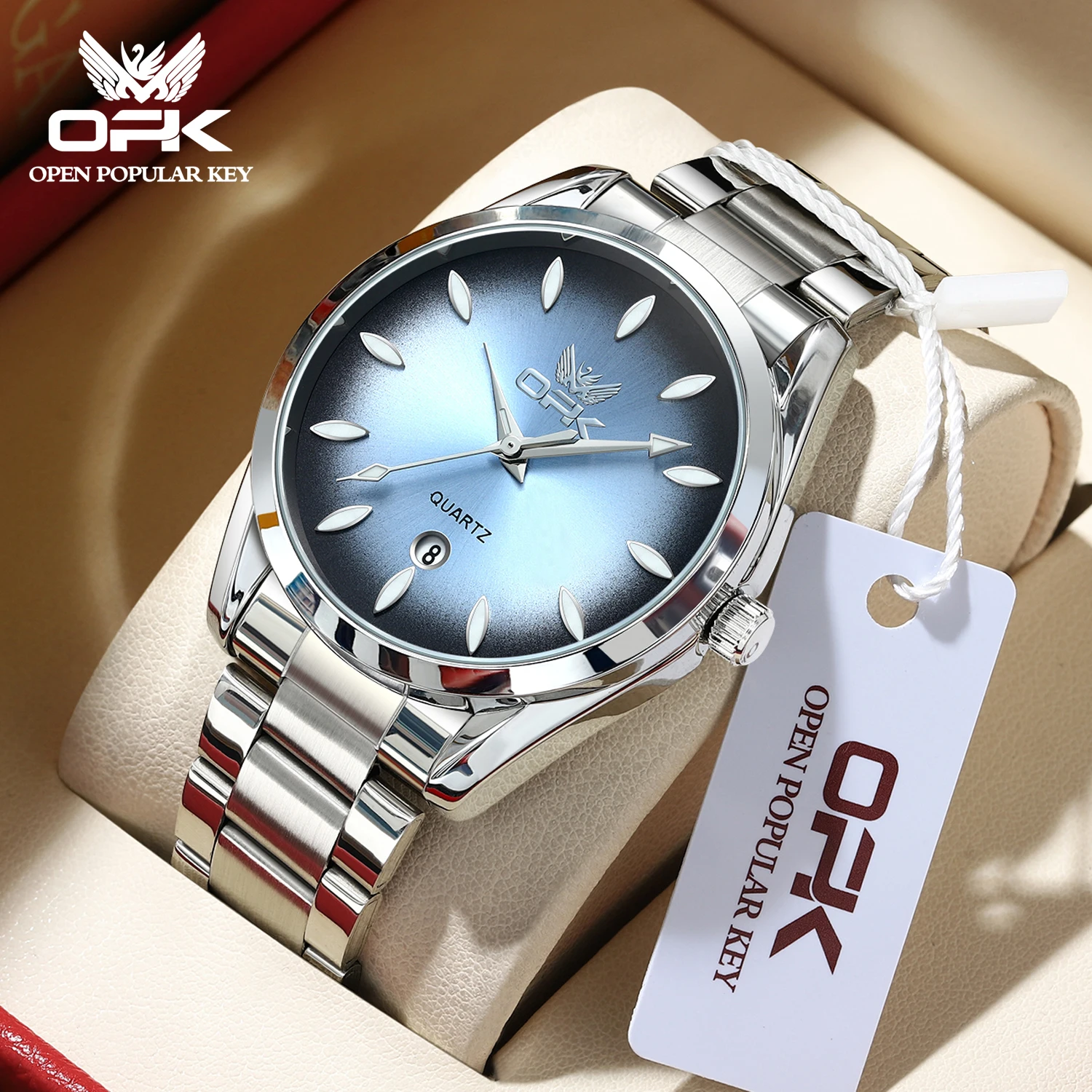 

OPK 6038, мужские часы из нержавеющей стали, водонепроницаемые, со светящейся датой, простые модные мужские часы, оригинальные кварцевые наручные часы для мужчин
