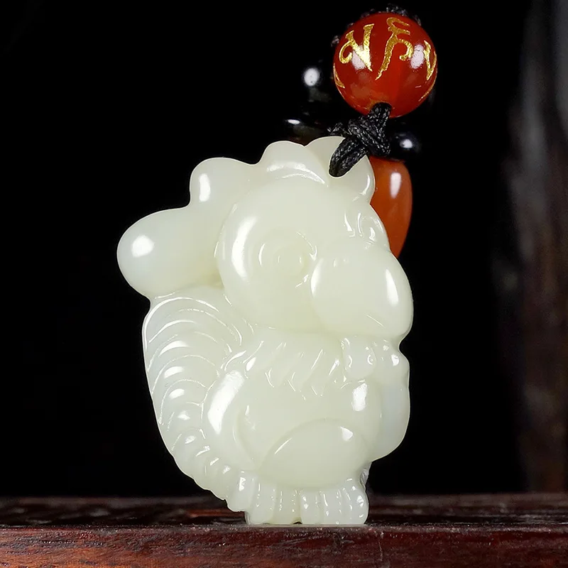 

Outer Mongolia material white jade twelve zodiac jade pendant chicken men and women