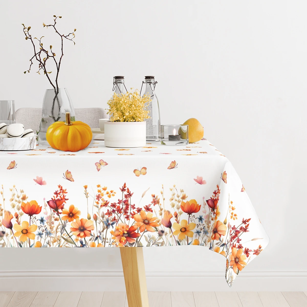 Spring Butterfly Floral Tablecloth Disposable Table Cover for Home Summer Picnic Dining Holiday Wedding Birthday Party Decor