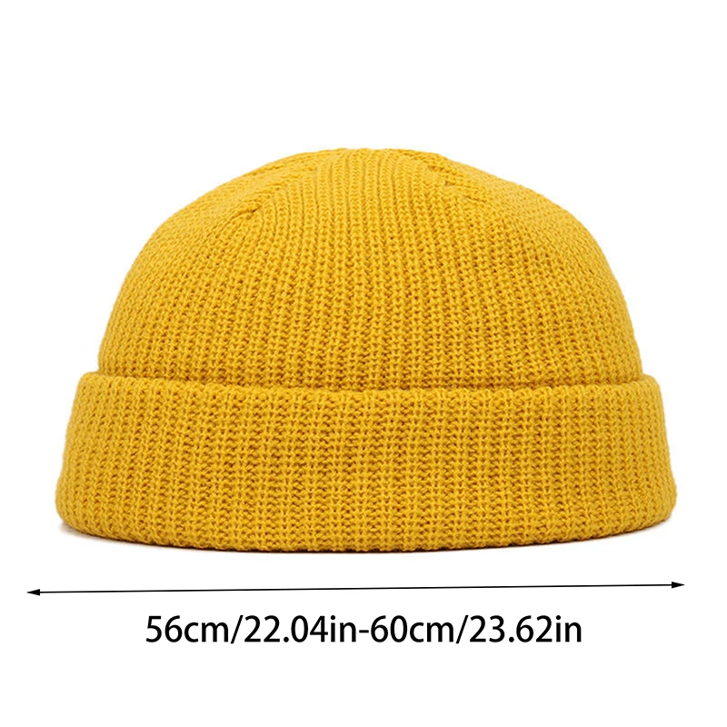 Winter Warm Unisex Wool Beanies Caps Fisherman Hat For Men Short Knit Watch Cap Cuffed Trawler Hats Hip Hop Bonnet