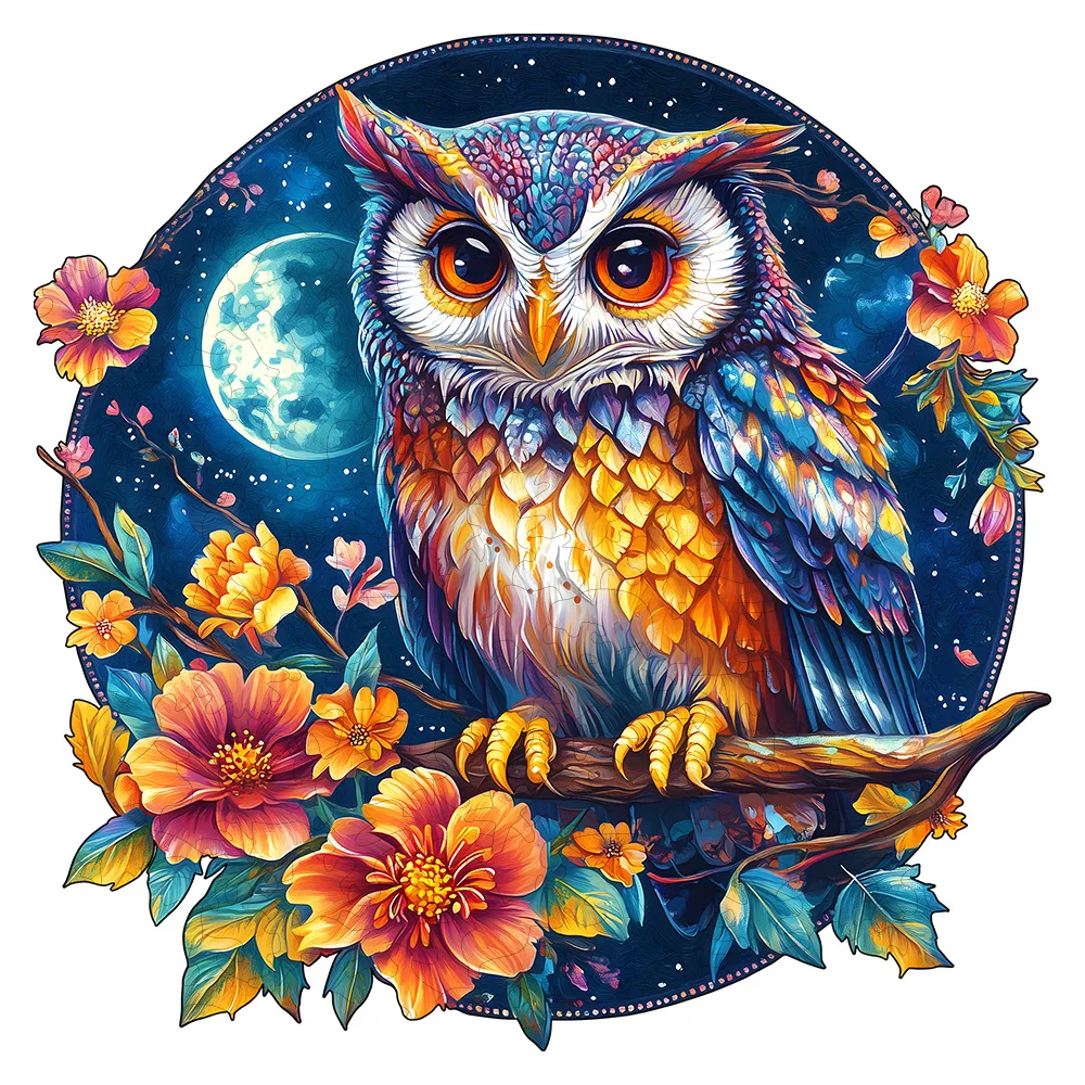 

Mysterious Owl Wooden Puzzle - Unique Adult Stress Relief Gift - Irregular Animal Shaped Wooden Puzzle - Decorative Painting - F