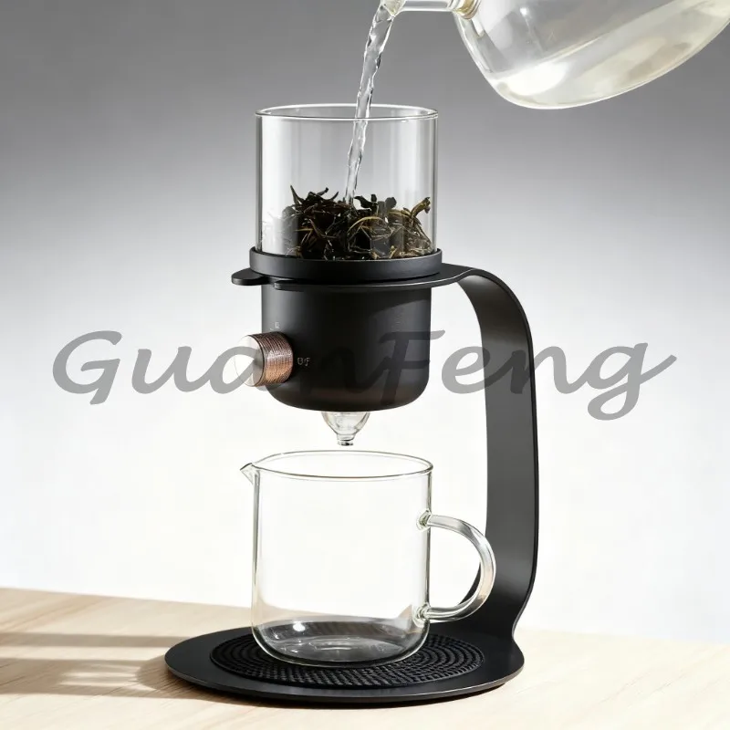 Automatic Tea Brewer 3-Piece Kung Fu Tea Set, Auto Water Discharge Filter Teapot for Black Tea Brewing