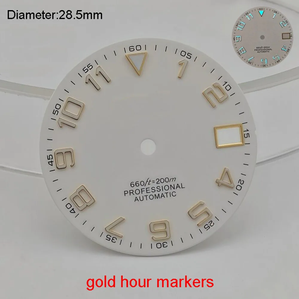 28.5mm NH35 S Logo Dial Yellow White Digital Hour Markers Dial For NH35 Movement Fit 39mm Case 178248-83168 Modification Parts