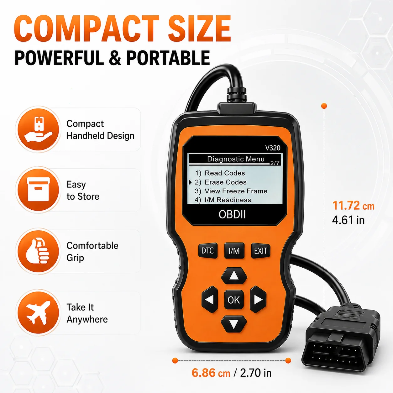 V320 Professional OBDII Scanner Car Diagnostic Tool Engine Fault Code Scanner DTC Eraser Check Engine Light Reset Code Reader