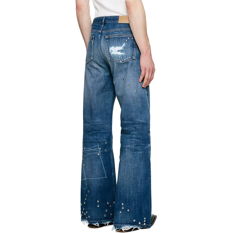 Man's Blue Grunge Y2k Jeans Japandi Style Oversize Jean Pants Vintage Harajuku Baggy Grunge Denim Trousers Alternative Clothes view 3