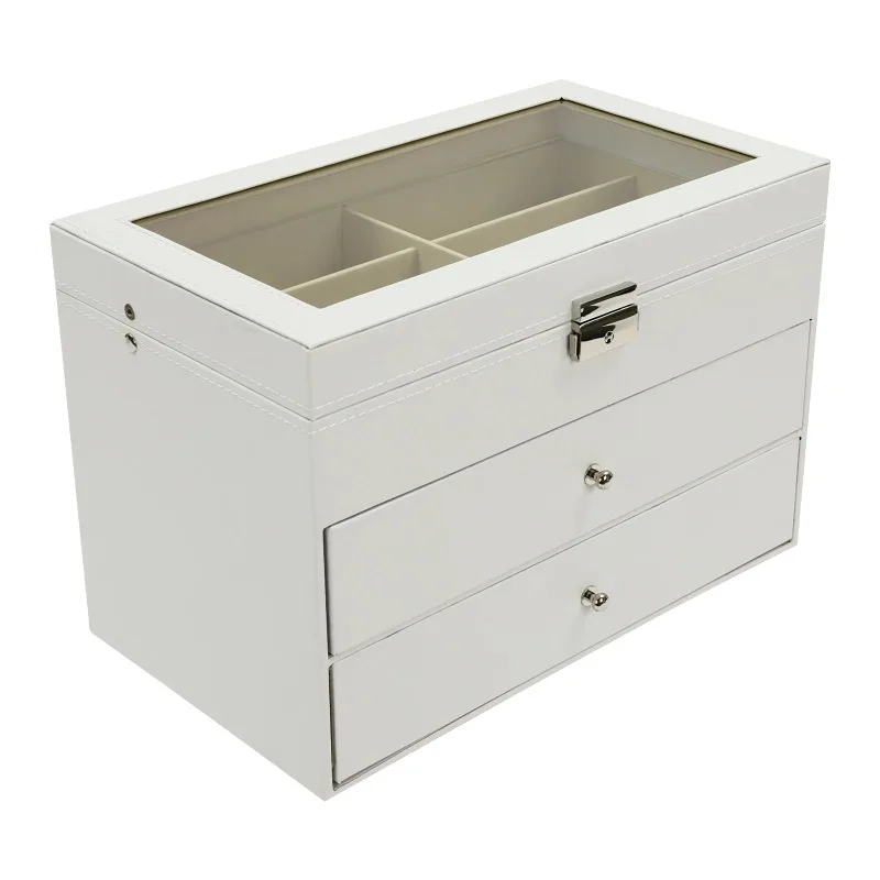 

【Best Choice】18 Slots Sunglasses Organizer Collector, Glasses Storage Box, Display Case with Drawer, White