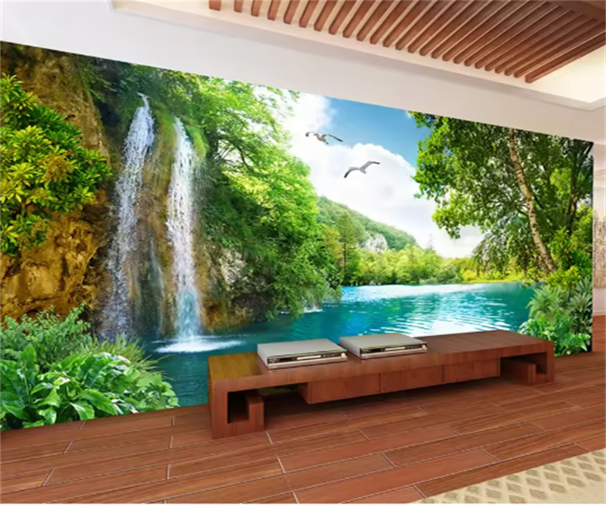 3D Custom Wallpaper Waterfall Nature Landscape TV Backdrop House Decorative Living Room Wall Mural - Premium Quality mural