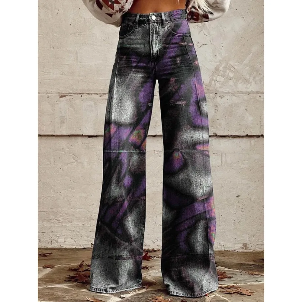 Damen Leopardenmuster Weite Hose mit Hoher Taille Baggy Y2K Vintage Streetwear Hose Locker Sitzende Lässige Tierdruck-Hose – Detail 18