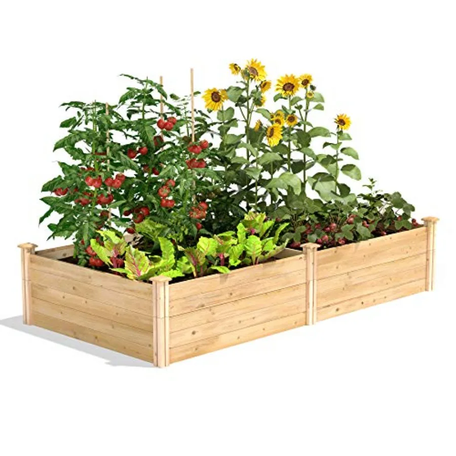 Raised garden bed for outdoor use, cedar wood, natural color, premium durability and USA-made quality