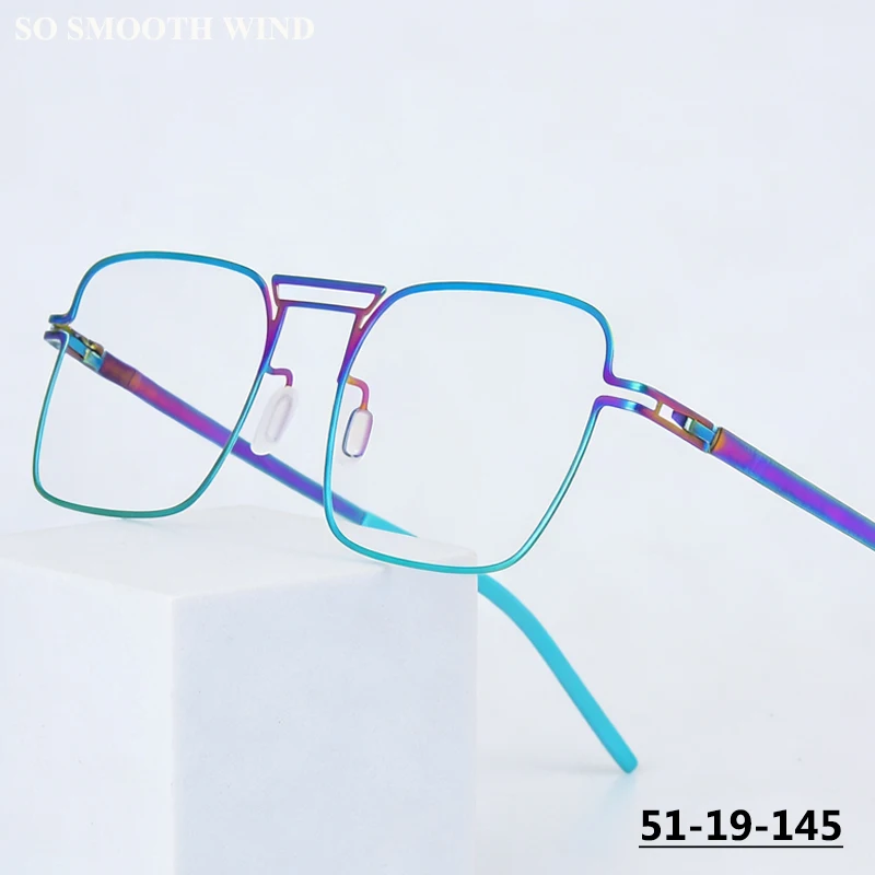 No Fading Handmade Screwless Glasses Frame Men Women Ultralight Square Pilot Purple Eyeglasses Spectacle Colorful Blue Eyewear