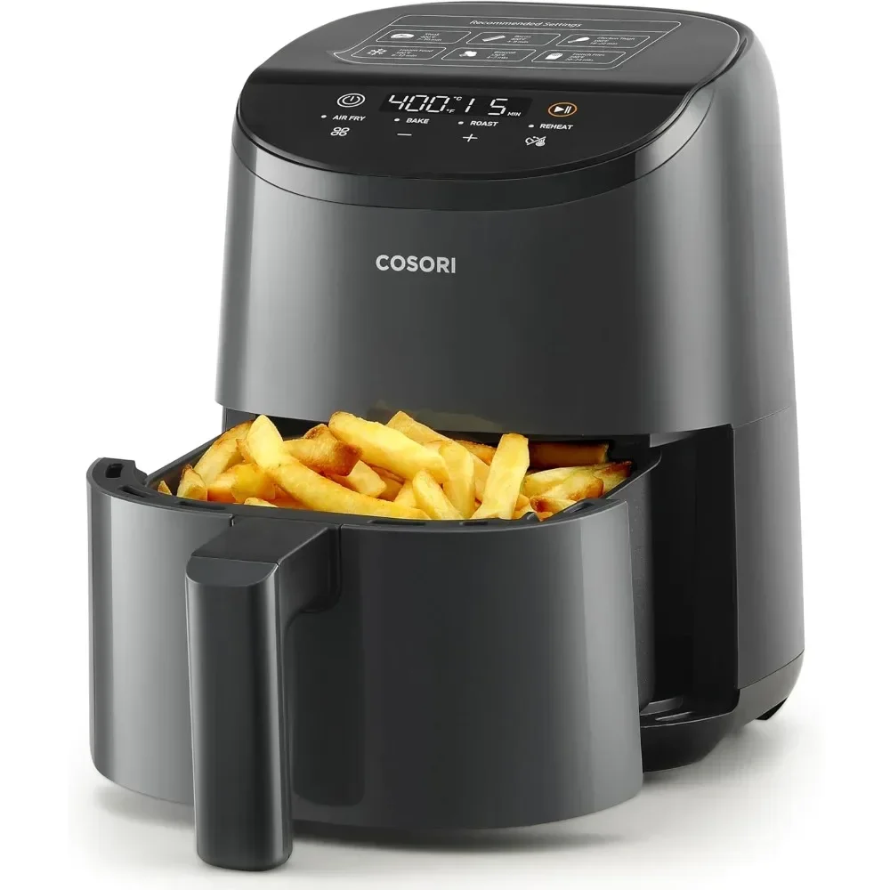 Small 4-in-1 AirFryer Perfect for Simple Meals, Snacks and Easy to Reheat Leftover to Crispy,97% Less Oil, 30 In-App Recipes