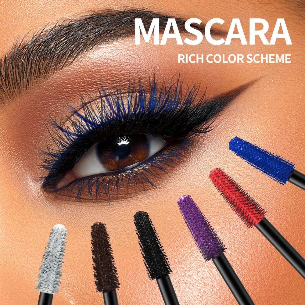 SHEDOES 6 kleuren levendige mascara regenboog waterdichte mascara vezel wimper, hoge kleurweergave