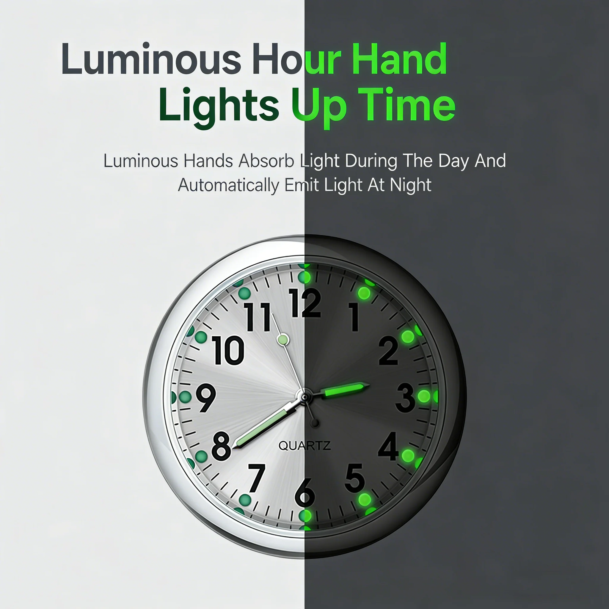 Car Clock Luminous Automobiles Internal Stick-On Mini Watch Mechanics Quartz Clocks Auto Ornament Car Decoration Accessories