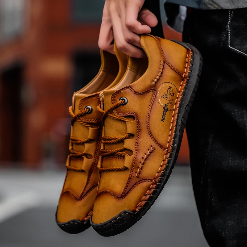 

Мужские мокасины ручной работы, натуральная кожа, повседневные туфли, без застежки, лоферы, обувь на плоской подошве, ручная работа