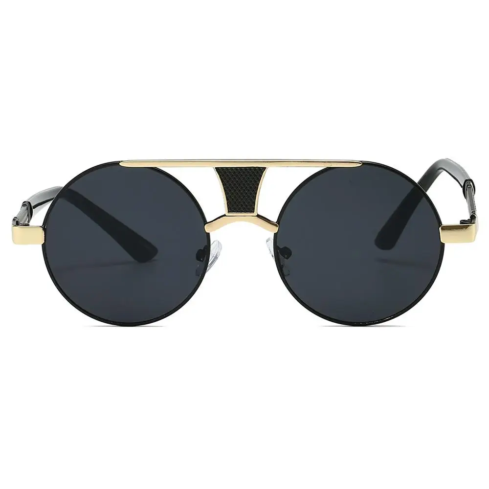 Trendy Vintage Round Sunglasses Double Bridge Retro Decor Sun Glasses Luxury Design Casual UV400 Eyewear for Women & Men