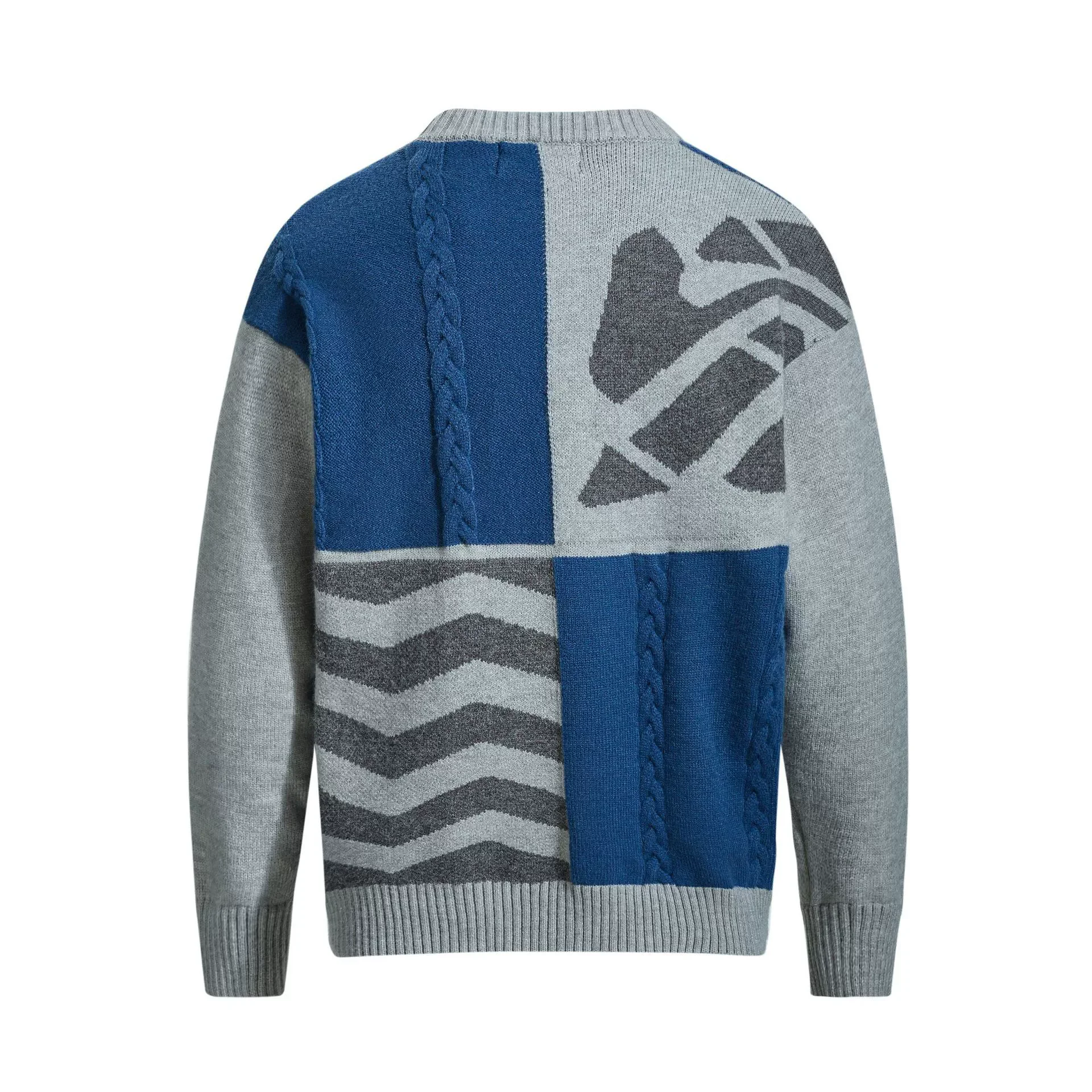 سترة ريترو المرقعة 2025 الشتاء الرجال عادية متماسكة البلوز البلوز Y2K الشارع الشهير تريكو