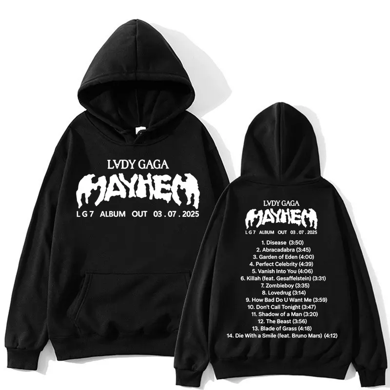 Lady Gaga Mayhem Neues Album Harajuku Hoodie Mode Männer Frauen Pop Musik Vintage Langarm Lose Fleece Y2k Trainingsanzug Streetwear