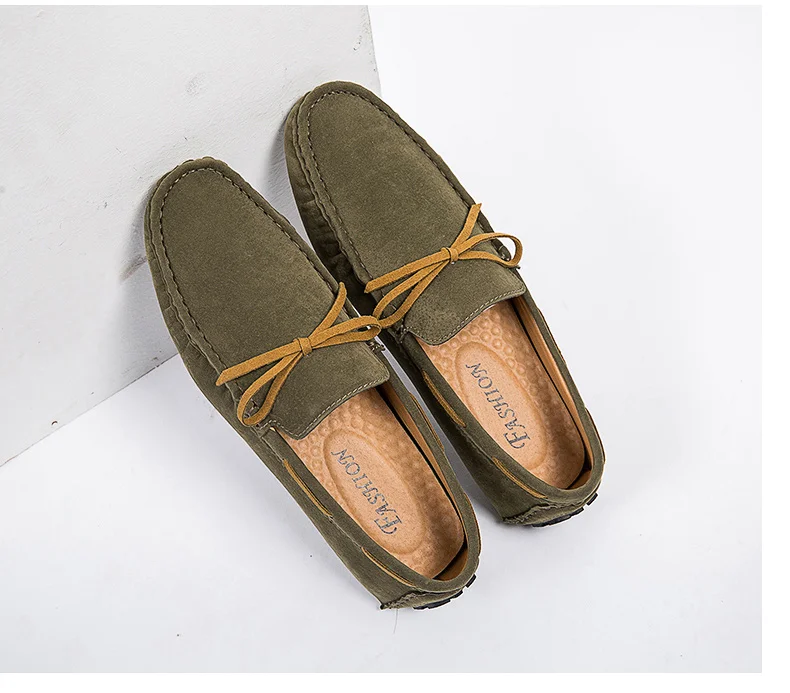 Handgefertigte Loafer in Übergröße für Paare, trendige, lässige Slipper im britischen Stil, Fahrschuhe, extra breit, Schuhe aus Wildleder. – Detail 22