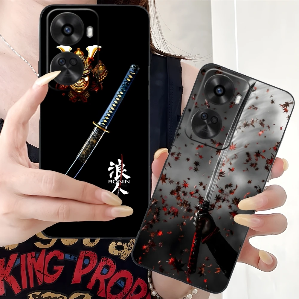 Katana Samurai Ronin Mobile Cell Phone Case for Huawei Nova 12 11 10 9 8 7 Pro SE 5G Black Soft Phone Cover Shell