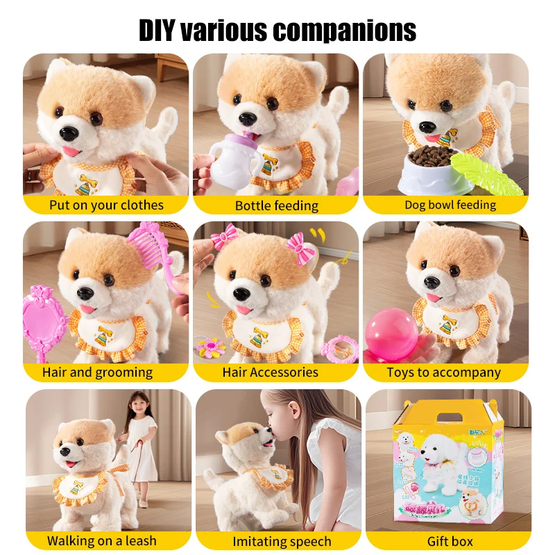 Interactief robothondenspeelgoed voor kinderen Realistische elektronische huisdieren met wandelende lik blaffende muziek Beste cadeau voor jongens Meisjes 3 jaar