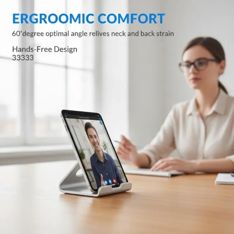 Carbon Steel Phone Desk Stand Hands-free Foldable Universal Holder for 4-7 Inch Devices for Home Office Streaming Use