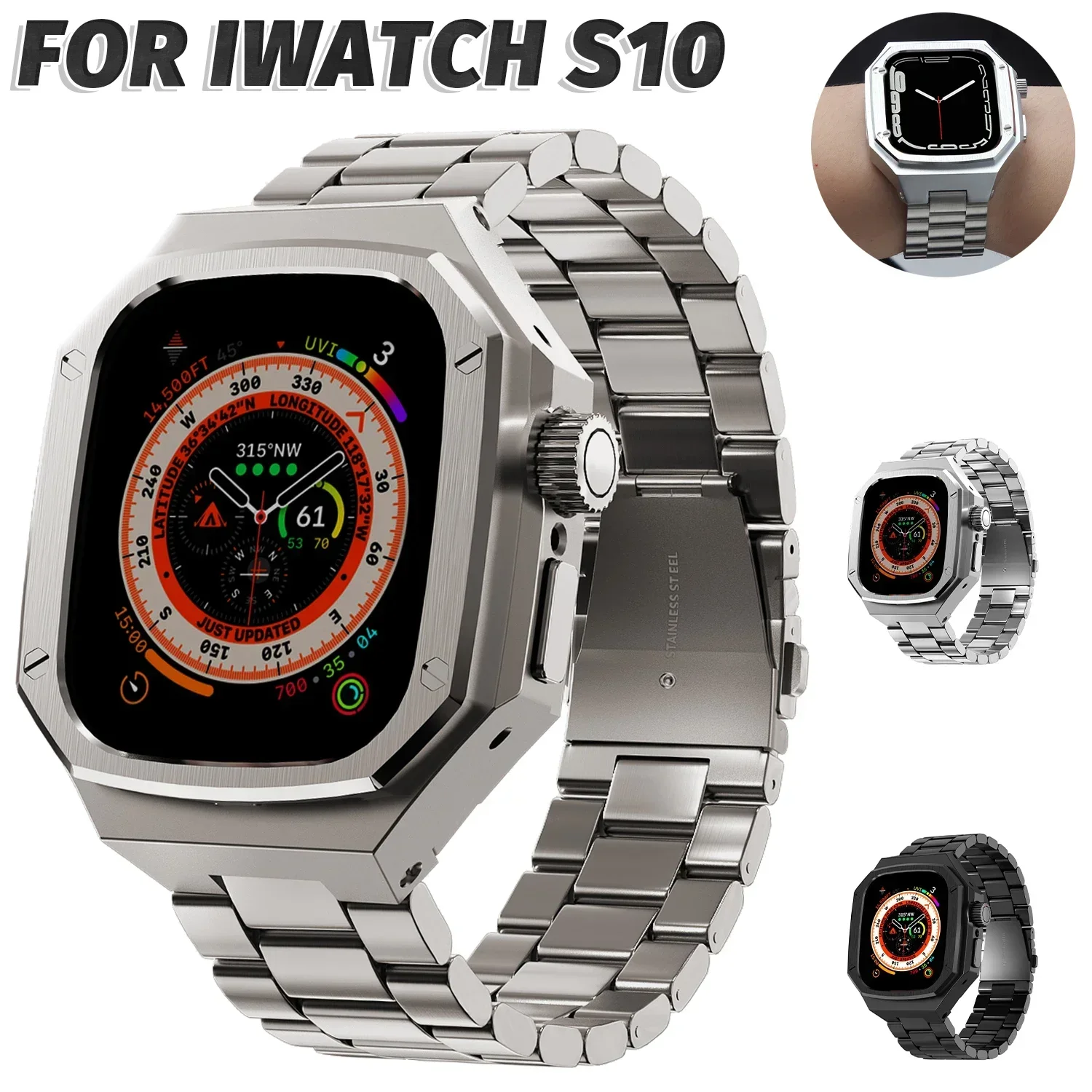 

Stainless Steel Mod Kit for Apple Watch Series 10 42mm 46mm for IWatch Series Ultra 2/1 49MM Metal Modification Kit Accessories