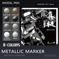 8 Colors Set Metallic Marker Pen 1mm DIY Reflective Paint Pen Permanent Gold SILVER Marker Touch Up, Model Painting, Marking