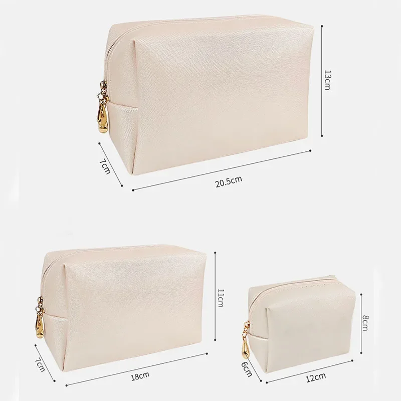 PU Leather Travel Cosmetic Bag Makeup BagTravel Wash Toiletry Organizer Purse Storage Handbag for Women Girls Make Up Pouch