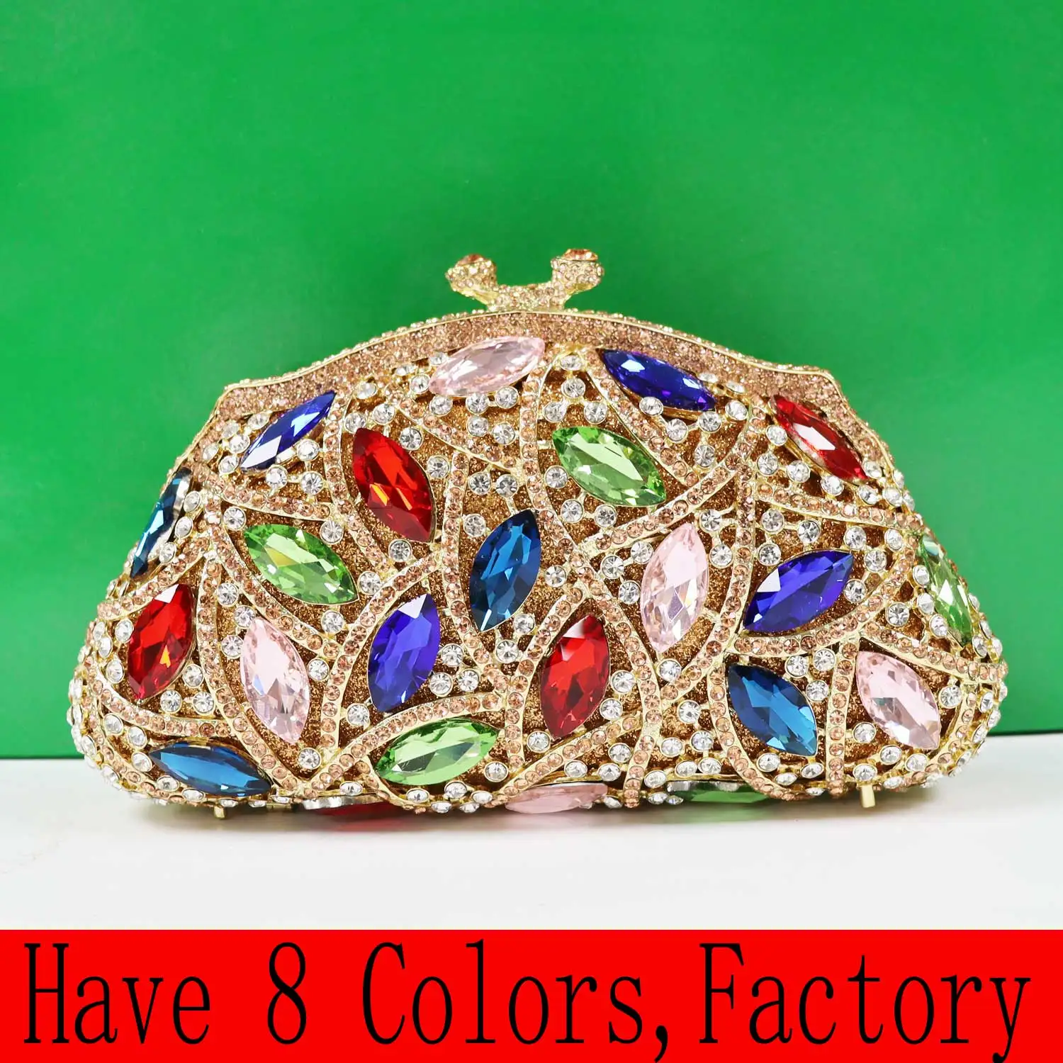 

KHNMEET Unique Luxury Party Bags for Wedding Dinner Clutch Bags Colorful Rainbow Rhinestone Evening Bags Women Handbags sc262