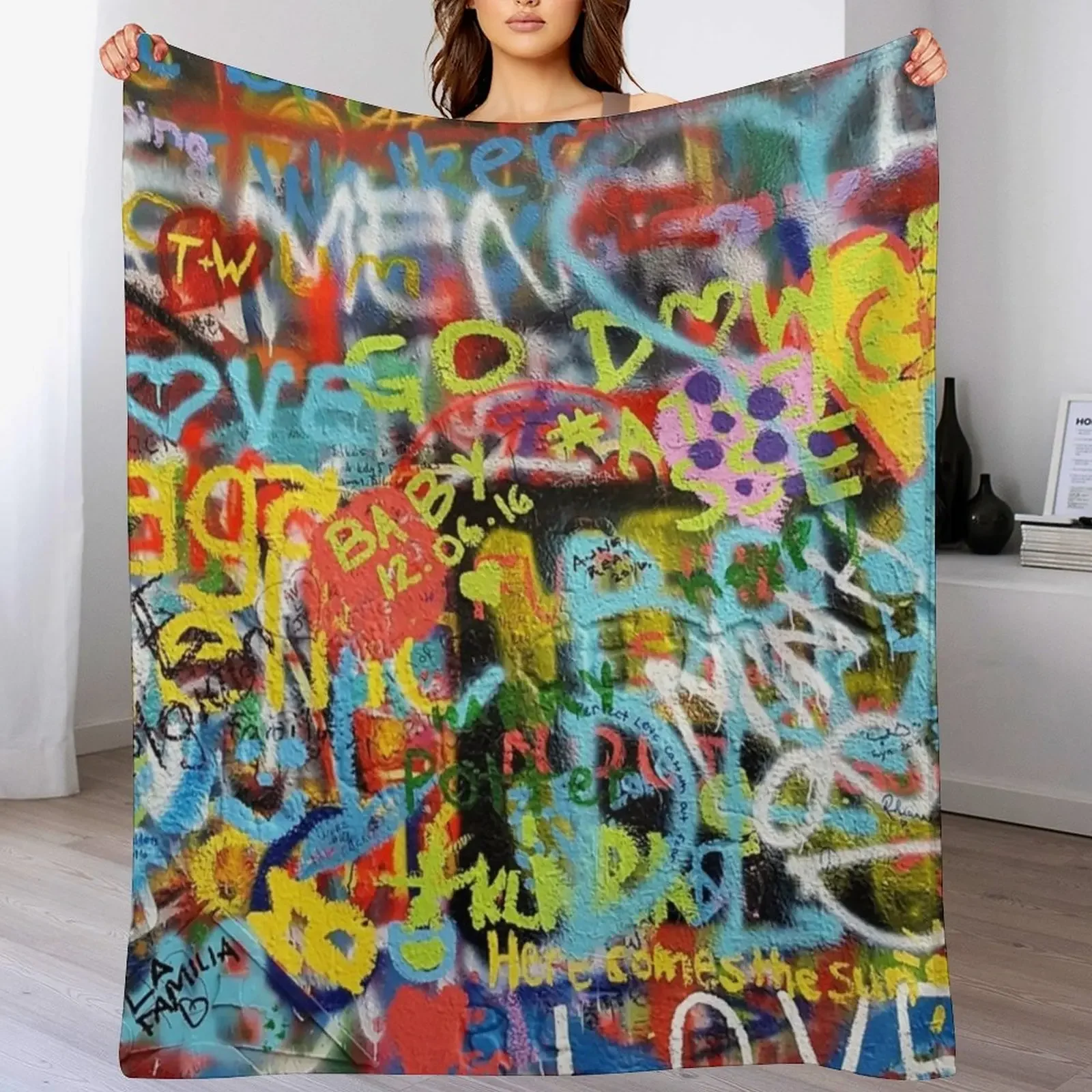 

Wall Art Graffiti Throw Blanket Soft Plush Blanket as Housewarming Gift