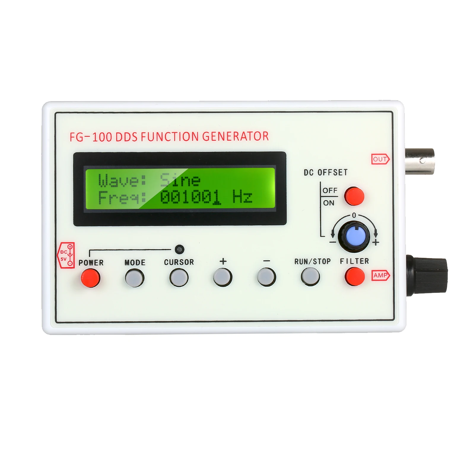 FG-100 DDS Function Signal Generator Frequency Counter 1Hz - 500KHz Signal Source Module Sine+Square+Triangle+Sawtooth Waveform