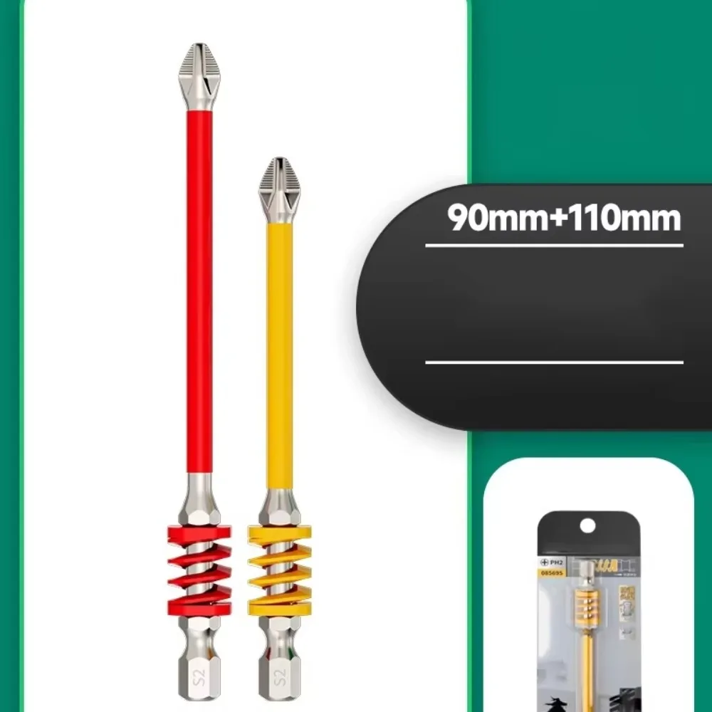 

With Spring Anti-Slip Phillips Bit Magnetic 1/4'' Hex Shank Impact-resistant Screwdriver Bits High Hardness 65/90/110mm