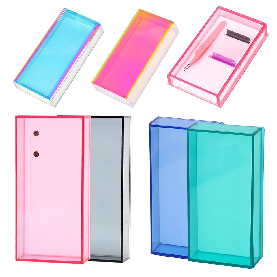 

Acrylic Lash Holder False Eyelash Storage Box Dust-proof Organizer Pallet with Cover for Grafted Eyelash Extensions Makeup Tool
