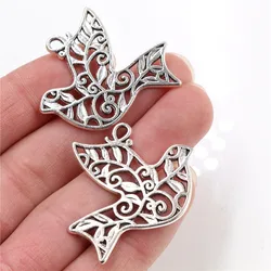 36x31mm 6pcs Antique Silver Plated Bird Handmade Charms Pendant:DIY for bracelet necklace-Q7-31