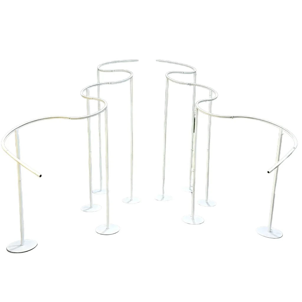 S-shaped Backdrop Stand for Sheer Curtains,Spiral Wedding Arch Stand. White Iron Backdrop for Rustic Photo Booth Decor.