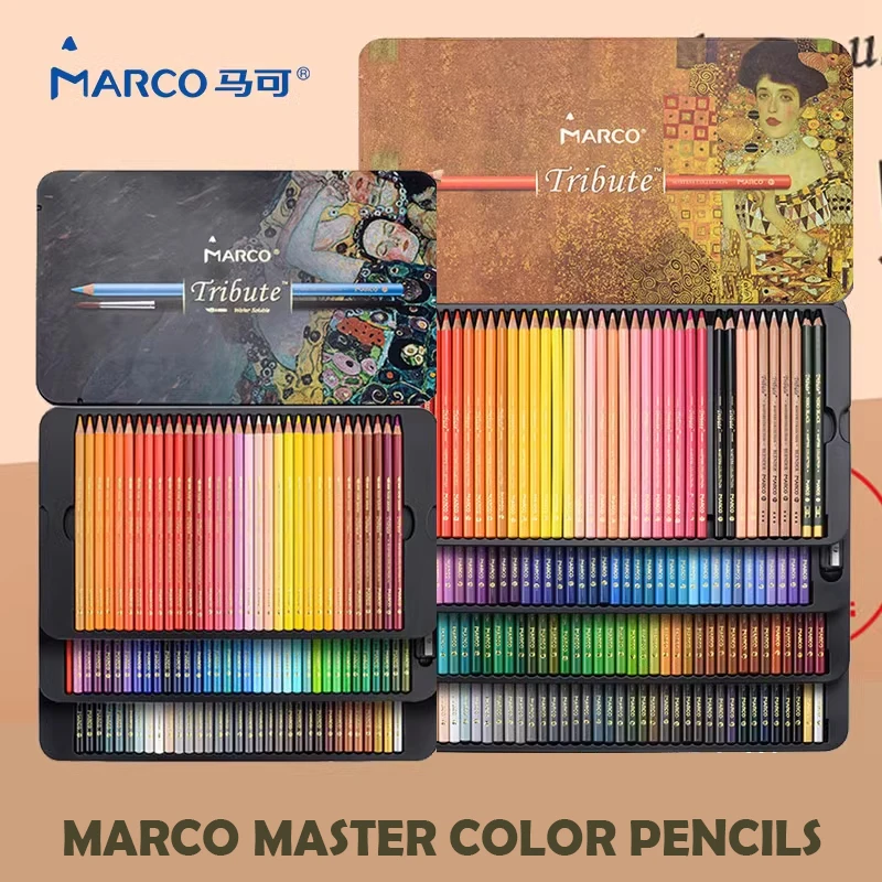 Marco Tribute 150 Colored Pencils Professional 3300 3320 Tin Box 48/72/100/120 Colors Oil / Watercolor Color Pencil Art Supplies