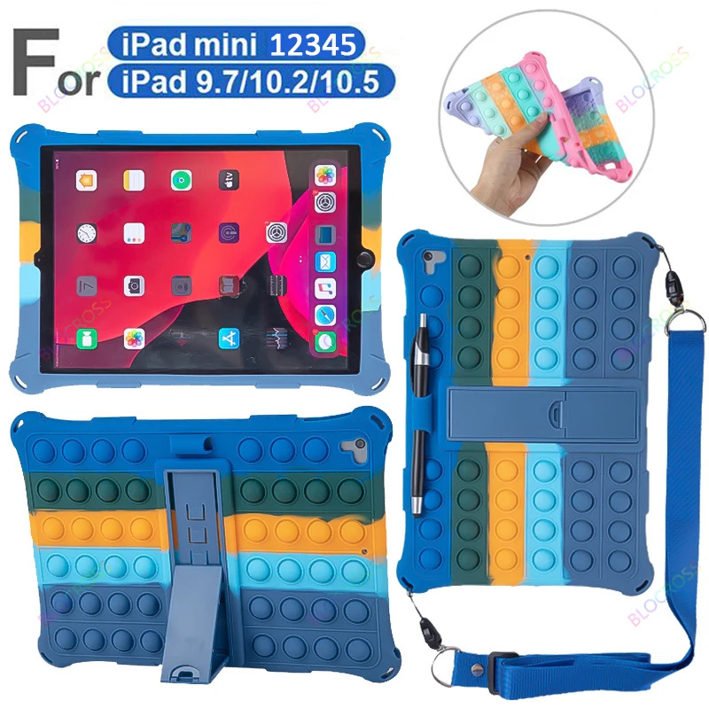 

Pop Push It case For ipad Air1 2 9.7"/Ipad 10.2" 9th 10th Gen Bubble Non-toxic Soft Silicone Case For Ipad Air4 5 10.9/Mini 4 5