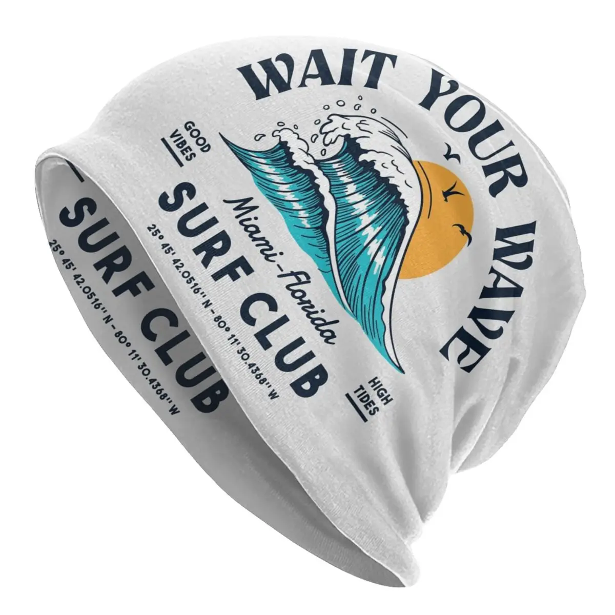 Wait Your Wave Sure Club Skullies Beanies Caps  Unisex Trend Winter Warm Knitted Hat Adult Summer Surfing Surfer Bonnet Hats