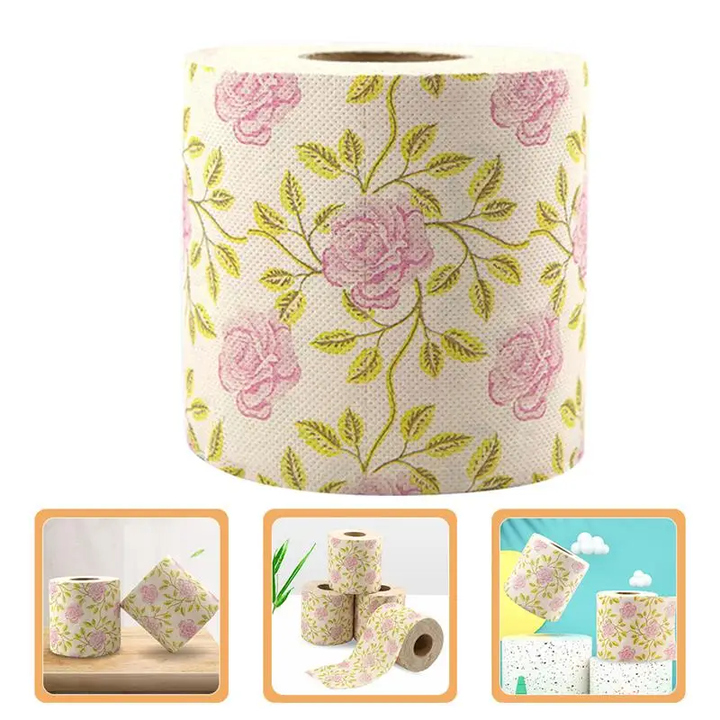 1 Roll Toilet Paper Decorative Delicate Paper Printing Napkin Bathroom Tissue Affordable Household Napkin Soft And Durable Paper