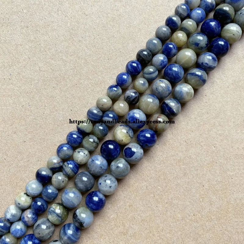 Genuine Semi-precious Natural Namibia Blue Sodalite Stone Round Loose Beads 15